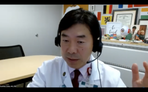 A photo of Dr. Urano on the "It Happened To Me" podcast. 